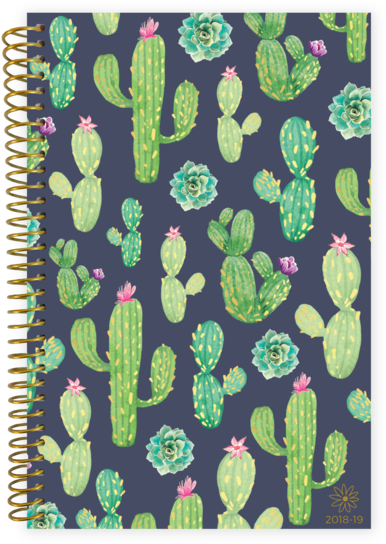 2018-2019 Academic Year Planner, Navy Cacti - Planner 2018 19 (462x600), Png Download