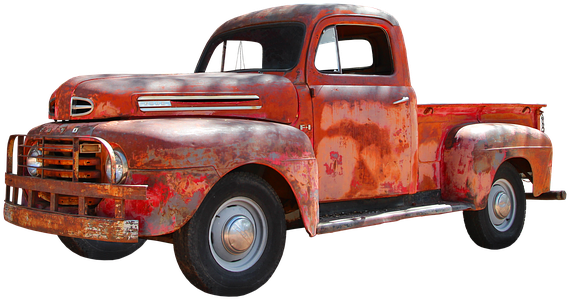 Sell Us Your Junk Car - Old Red Truck Png (603x340), Png Download