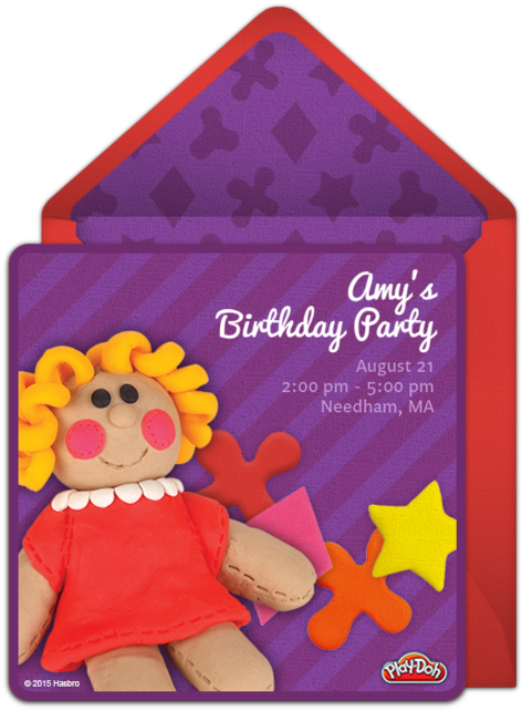 Play-doh Doll Online Invitation - Party (650x650), Png Download