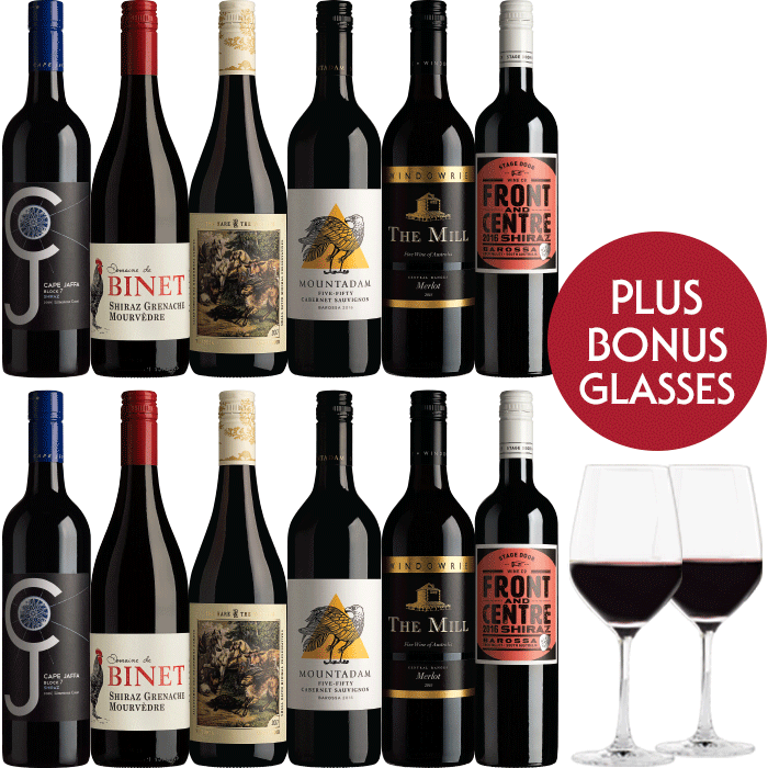 Combined To Shine Red Dozen Plus Bonus Glasses - Barossa Valley Shiraz 6-pack (700x700), Png Download