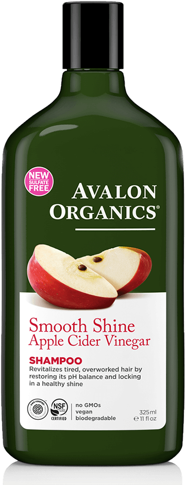 Smooth Shine Apple Cider Vinegar Shampoo - Avalon Organics Conditioner Strengthening Peppermint (580x1049), Png Download