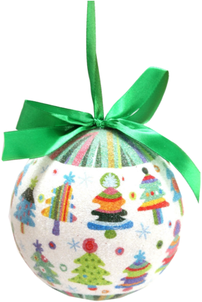 Multi-color Christmas Tree Ornament With Green Silk - Christmas Day (412x480), Png Download