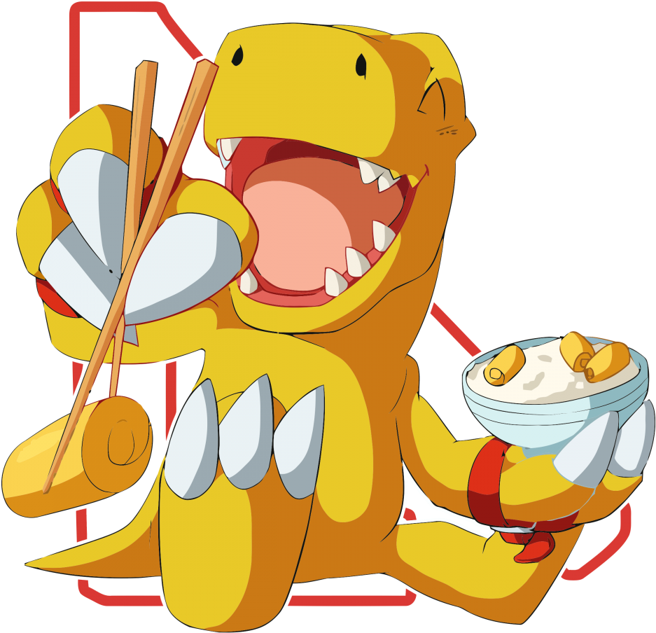 Dinosaur Slouchy V-neck Agumon Tamagoyaki (1000x1500), Png Download