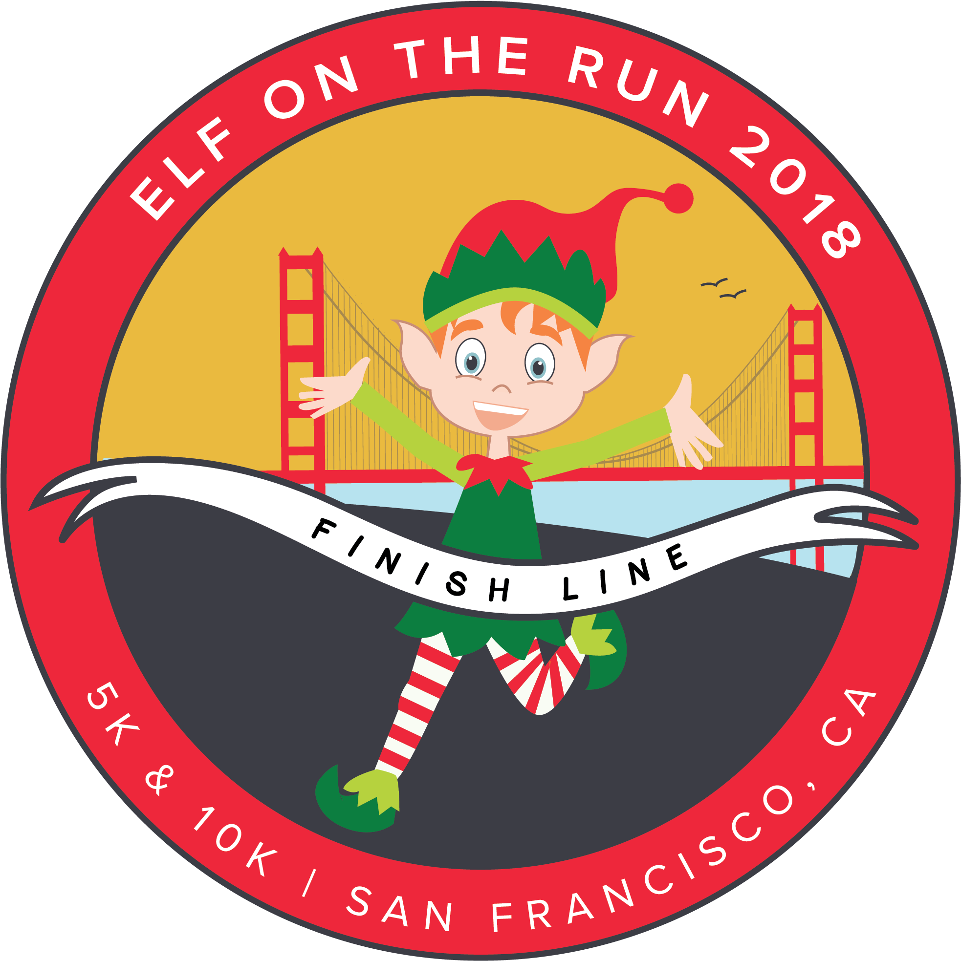 Png Black And White Stock Bib Clip Event - Elf On The Run 5k & 10k (2076x2018), Png Download