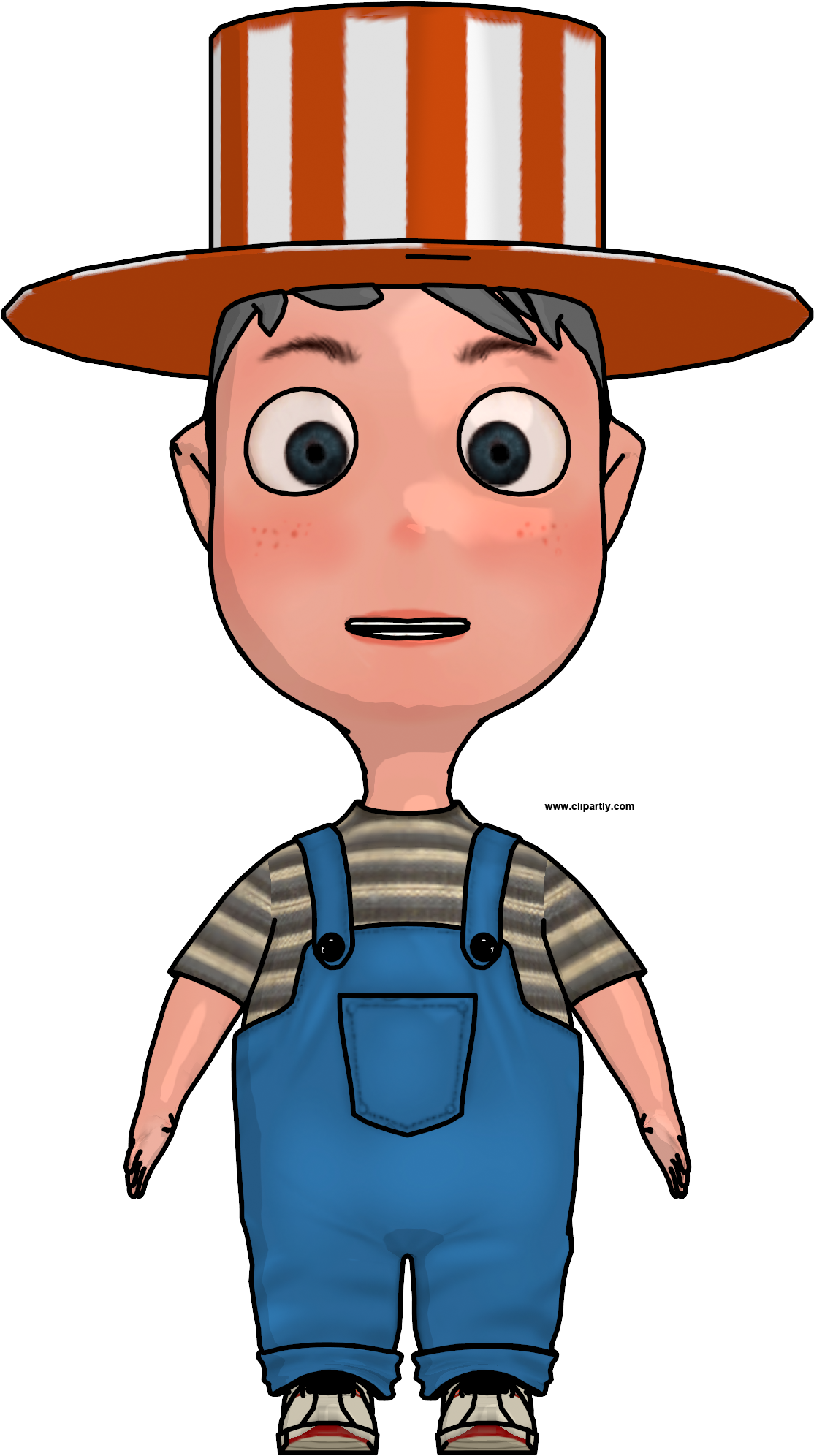 Cartoon Boy With Hat Front View Clipart Png - Portable Network Graphics (1161x2043), Png Download