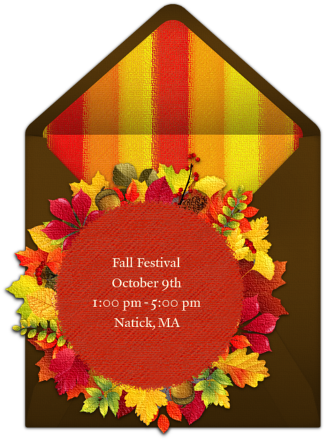 Leaf Wreath Online Invitation - Greeting Card (650x650), Png Download
