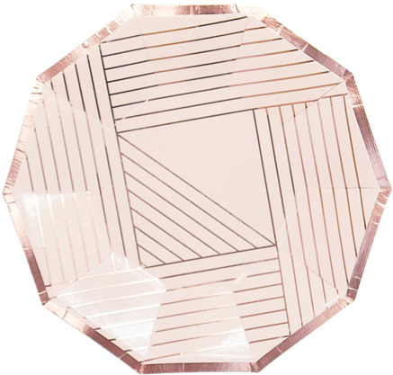 Pale Pink Striped Small Paper Plates - Plate (480x480), Png Download
