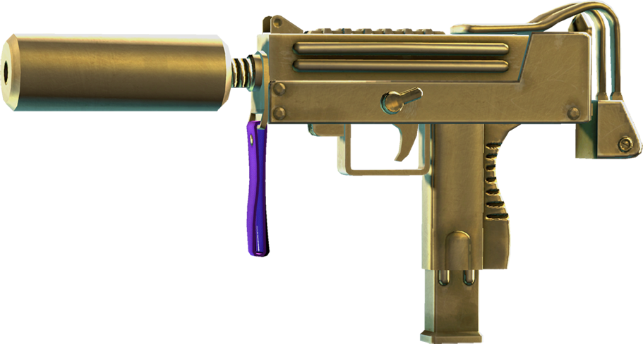 Clip Gun Gold - Gold Mac 10 Png (911x488), Png Download