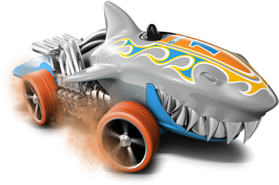 Hot Wheels - Sharkruiser (grey W/blue Base, Orange (627x396), Png Download