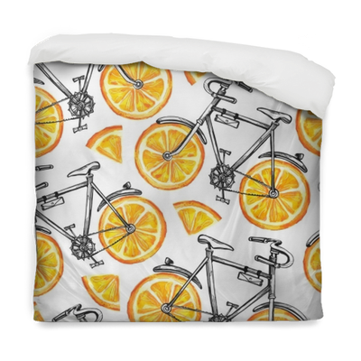 Watercolor Seamless Pattern Bicycles With Orange Wheels - Bicycle (400x400), Png Download