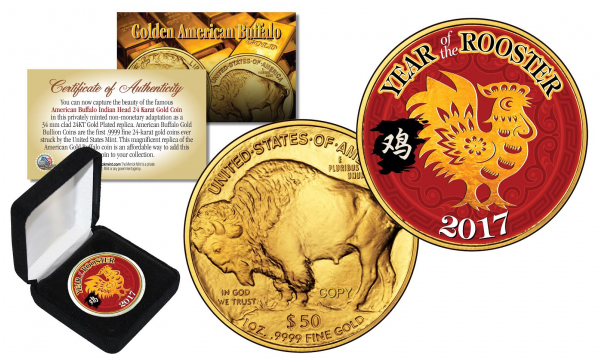 2017 Chinese New Year * Year Of The Rooster * 24 Karat - Buffalo Gold Coin Limited Edition (600x600), Png Download