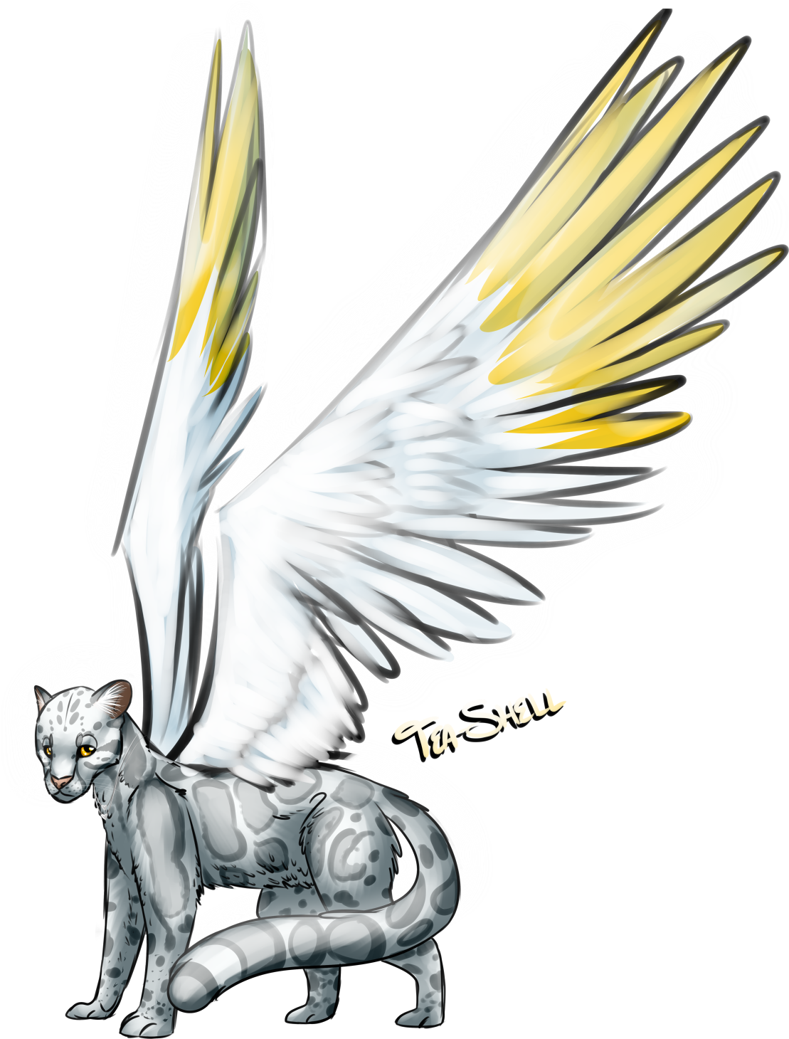 Large White Dragon Body One 'demon' Wing One Angel (1250x1500), Png Download