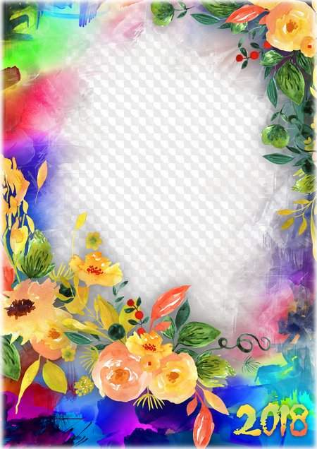 Painted Flowers - Flower Frames 2018 (450x636), Png Download