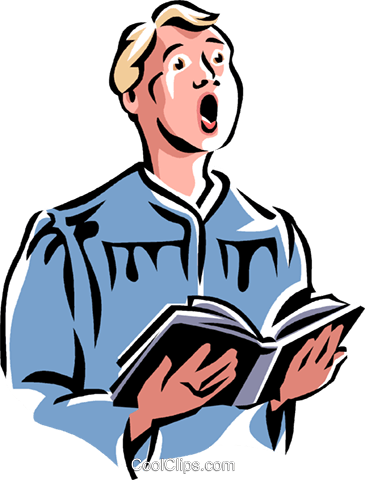 Choir Boy Royalty Free Vector Clip Art Illustration - Boy Singing In Church (365x480), Png Download