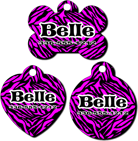 Personalized Pink Zebra Pink Background Pet Tag For - Dog (500x500), Png Download