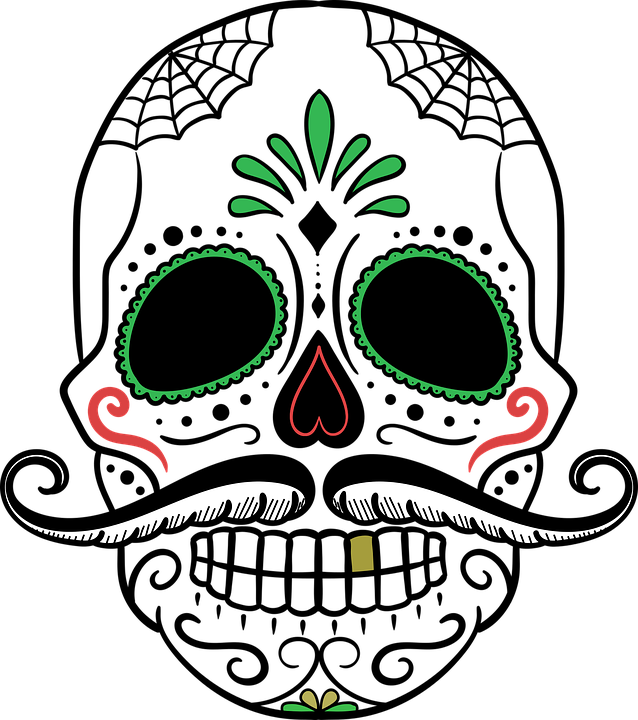 Free Image On Pixabay - Skull Designs Day Of The Dead (638x720), Png Download