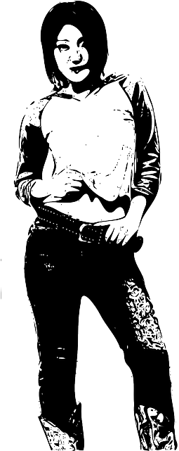 Cowgirl, Asian, Belt, Boots, Cowboy, Girl, Lady, Shirt - Jean Ad 4 Framed Art Print - Scoop Black Mini 10" X (320x640), Png Download