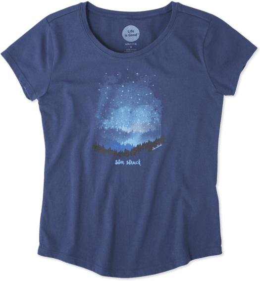 Girls Star Struck Mountains Smiling Smooth Tee - Life Is Good (570x570), Png Download