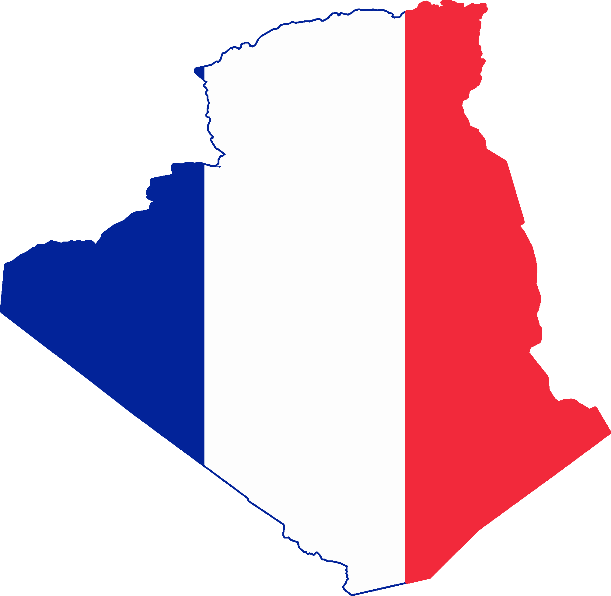 French Algeria Flag Map - Flag Map Of Algeria (2008x1959), Png Download