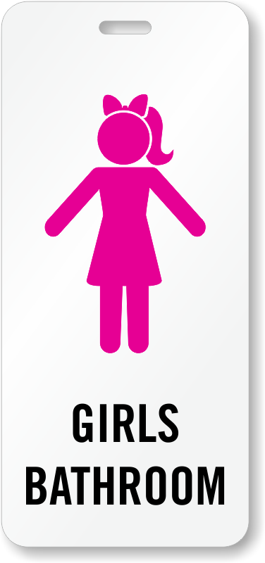 Girls Bathroom Sign Ada Compliant School Lavatory Sign - Pink Girls Bathroom Sign (376x800), Png Download