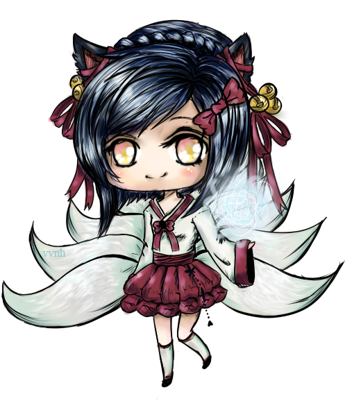 Cute Ahri Kawaii Chibi, League Of Legends, Fox, Foxes, - Ahri Chibi (543x587), Png Download