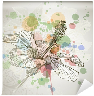 Hibiscus Flower & Watercolor Background, Stylized Orchid - Watercolor Painting (400x400), Png Download