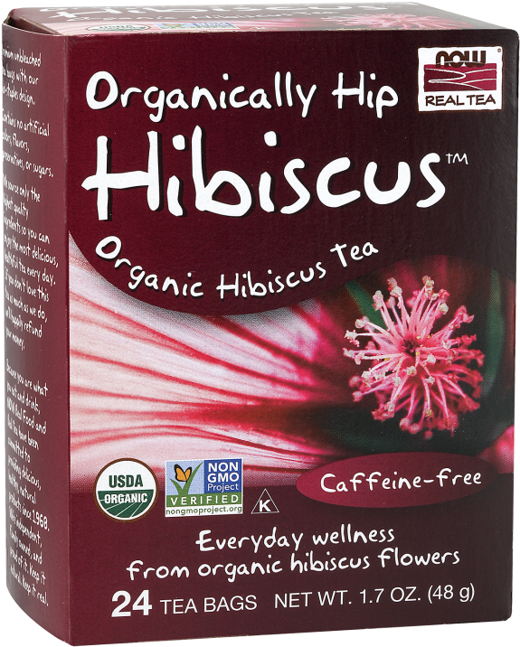 Organically Hip Hibiscus™ Tea - Now Foods - Organically Hip Tea Hibiscus - 24 Tea Bags (620x752), Png Download
