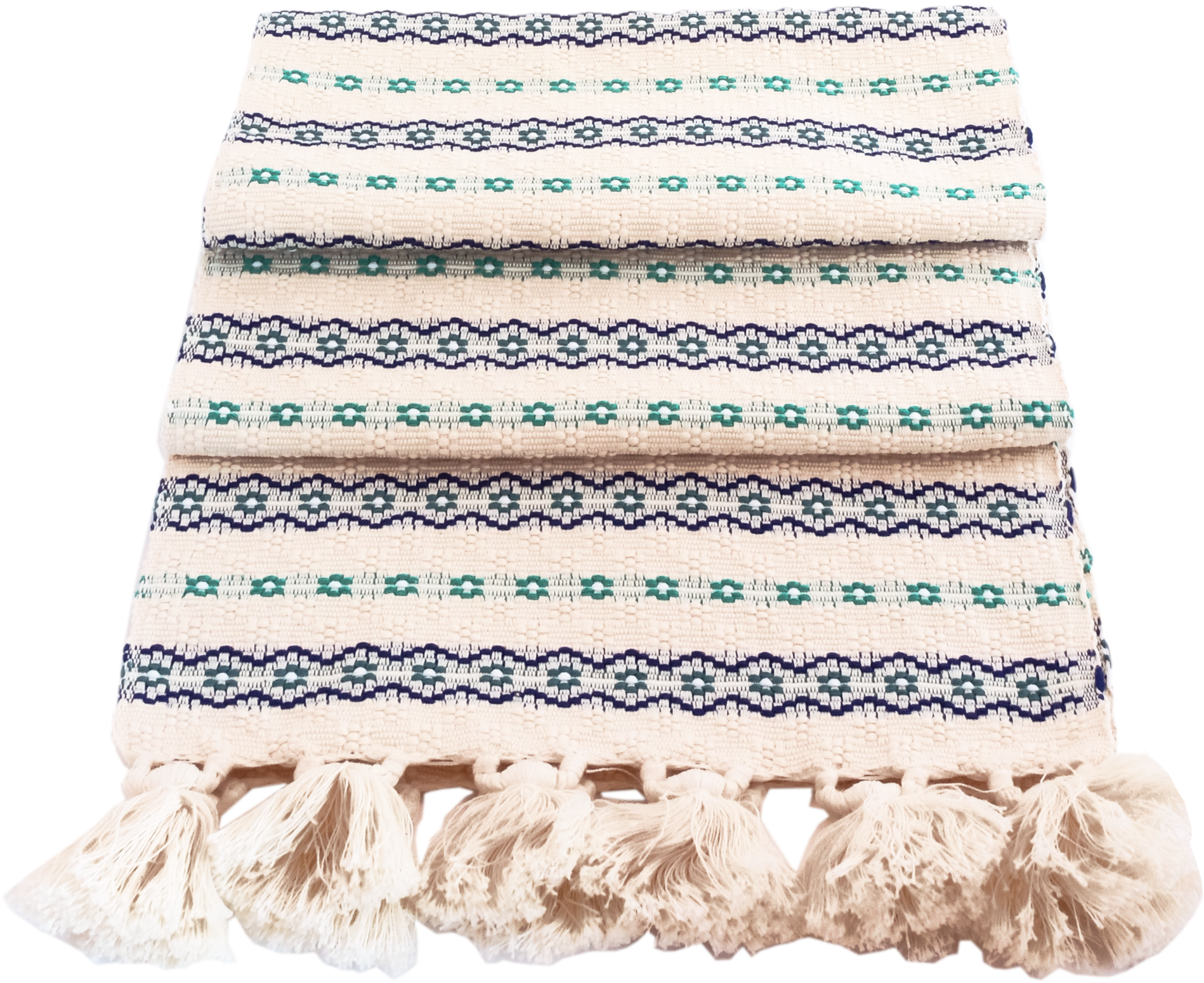 Aqua Stripe Florecitas Runners - Wool (2048x2048), Png Download