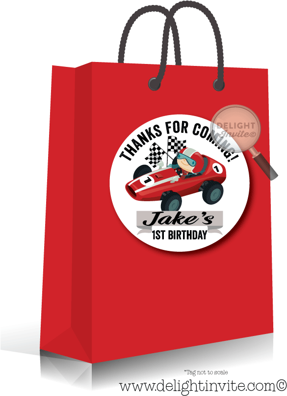 Vintage Race Car 1st Birthday Party Sticker Tags - Birthday (613x822), Png Download