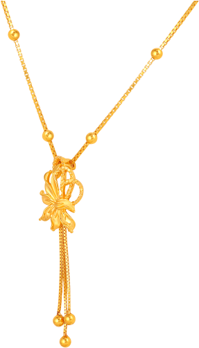 Shiny Gold Ball Type Chain With Leafed Charms Necklace - Necklace (700x525), Png Download