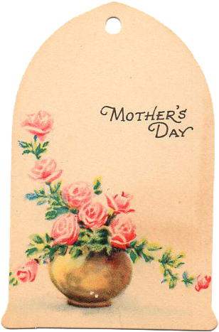 Vintage Mother's Day Hang Tag Free Clip Art - Garden Roses (337x488), Png Download