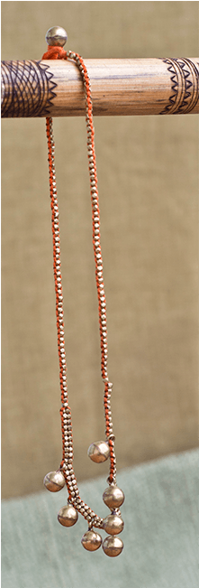 Dhokra Necklace Ball Chain Orange - Necklace (500x650), Png Download