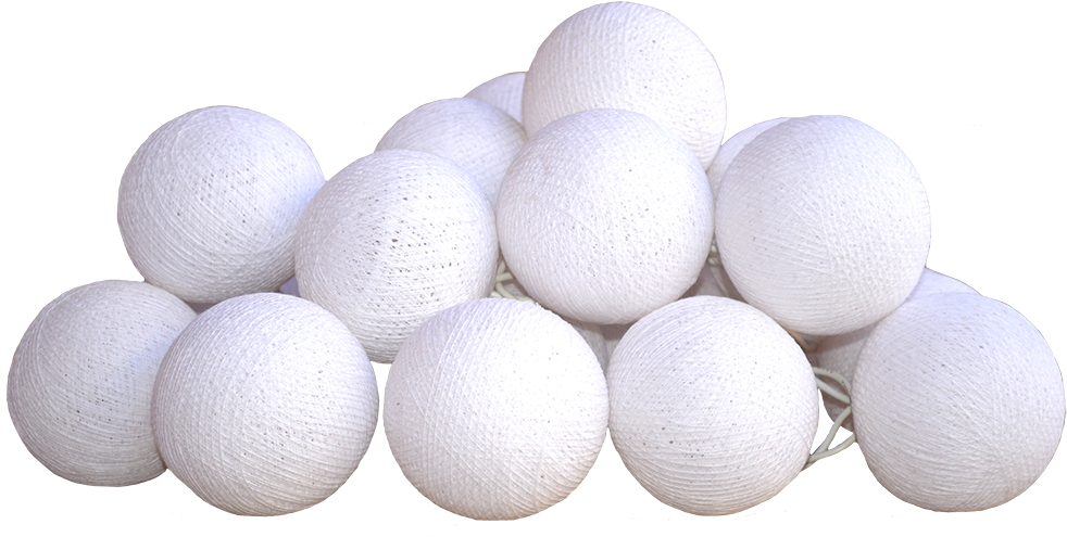 Baumwoll Kugellichterkette Schnee Weiss, Cotton Ball - Egg (1000x511), Png Download