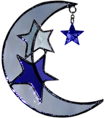 Moon Stars Png Moon Stars Graphic Moon Stars Tube Moon - Stained Glass (342x387), Png Download