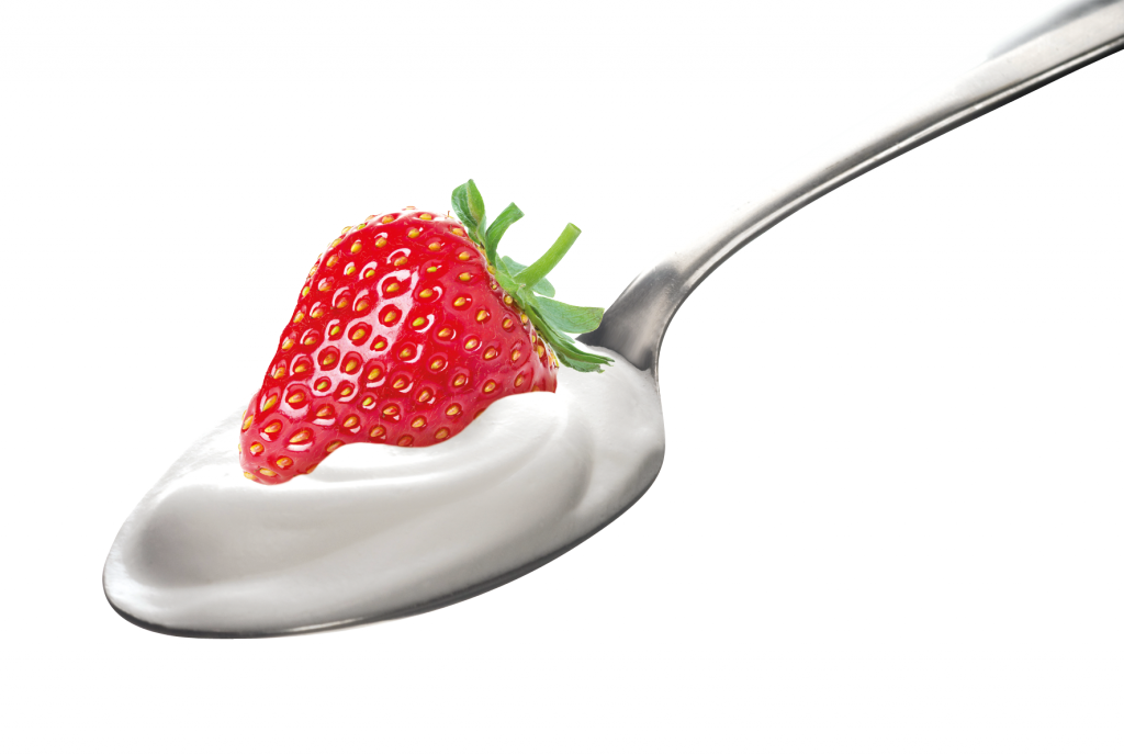 Product Composition - Strawberry With Yogurt Png (1024x688), Png Download