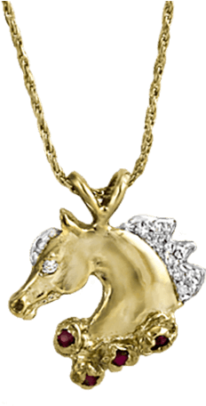 Victory Wreath Horse Pendant In Gold With Diamonds - Locket (300x464), Png Download