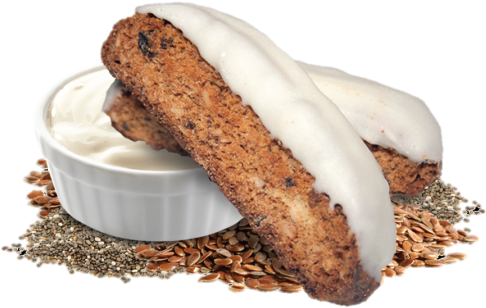Greek Yogurt Coated Flax & Chia Seeds Biscotti - Chia Seed (590x411), Png Download