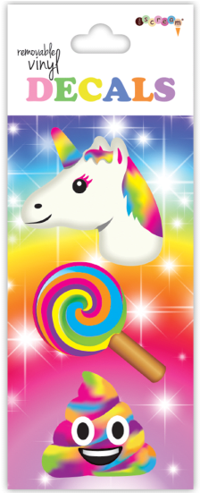 Picture Of Rainbow Emojis Decals Small - Iscream Rainbow Unicorn Emojis Sheet Of Repositionable (550x550), Png Download