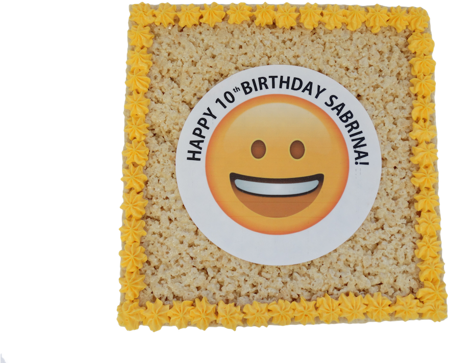 Rice Krispy Emoji Birthday Cake - Lächelndes Gesicht - Emoji Geschenkpapier (1066x800), Png Download
