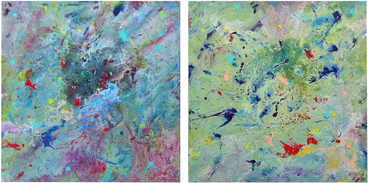 Diptych Drawing Inspiring Love - Artist (833x414), Png Download