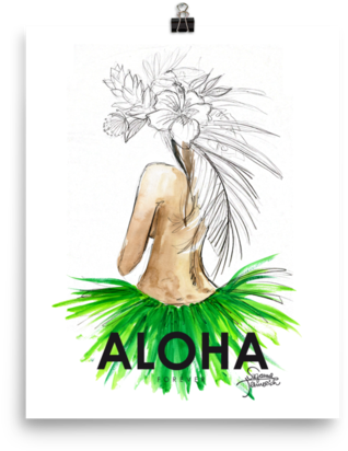 Aloha Hula Girl Illustration Poster - Illustration (600x600), Png Download