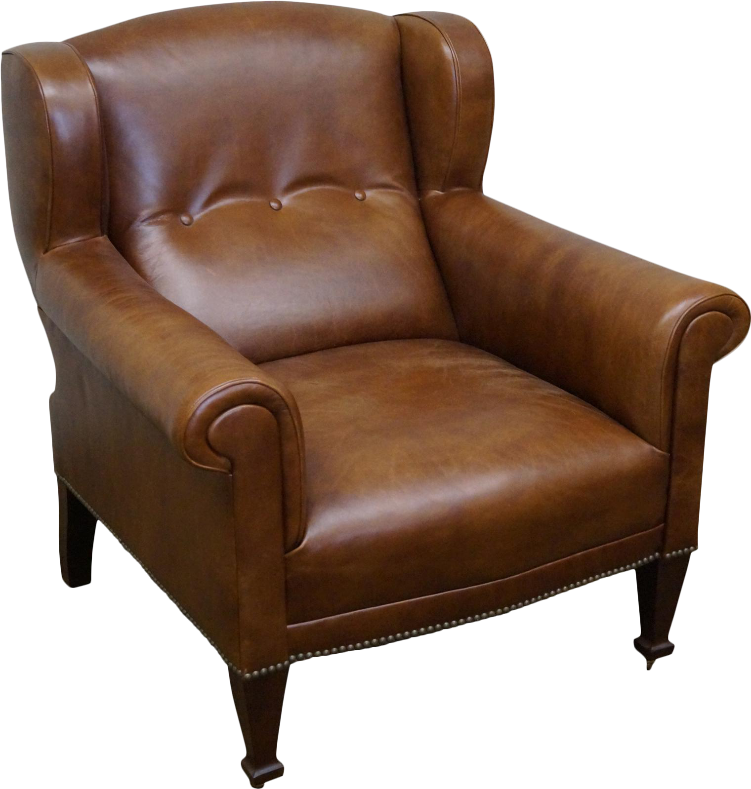Brown Leather Tufted Chair Franklin Brown Tufted Leather (2000x2000), Png Download