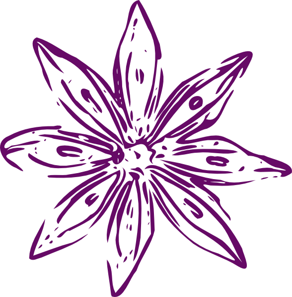 Purple Flower Clipart Purple Leave - Purple Flower Designs Png (588x597), Png Download