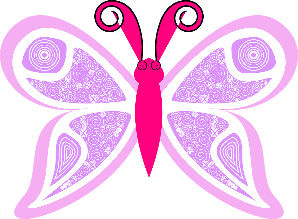 Png Girly - Pink Purple Butterfly Name Tote Bag (960x705), Png Download