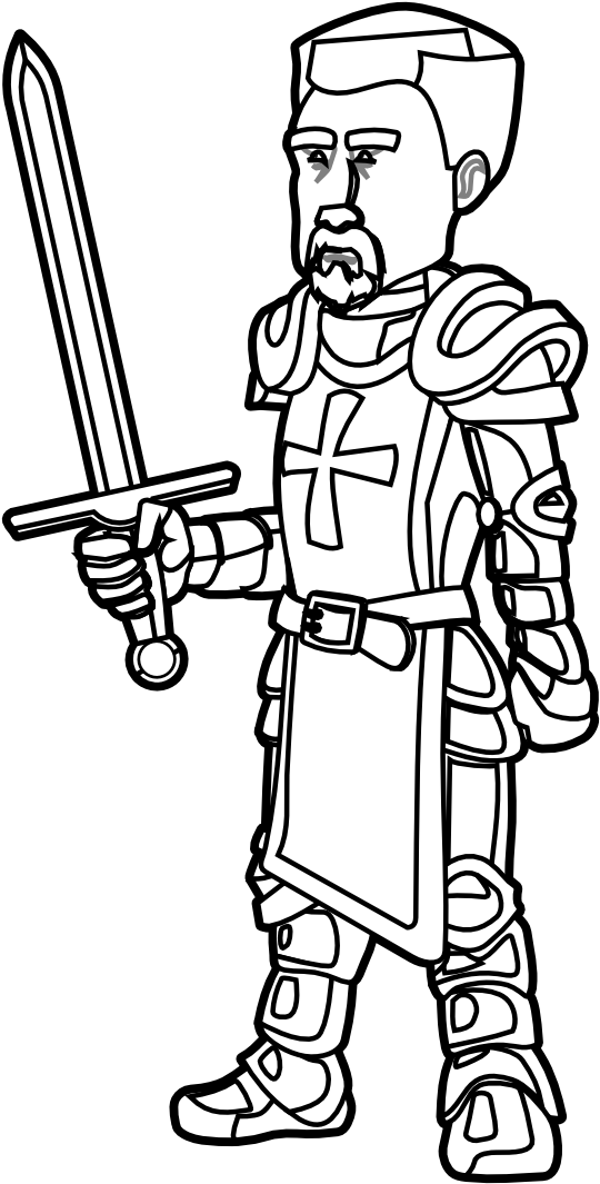 Knight Helmet Clipart - Knight Black And White Clip Art (555x1102), Png Download