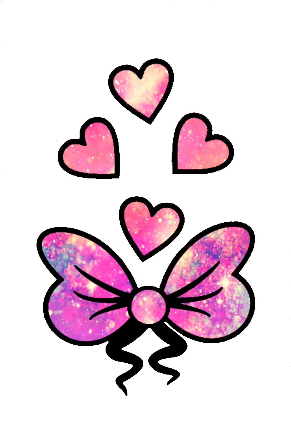 Glitter Sparkle Galaxy Cute Girly Bow Hearts Love Pink - Portable Network Graphics (987x1440), Png Download