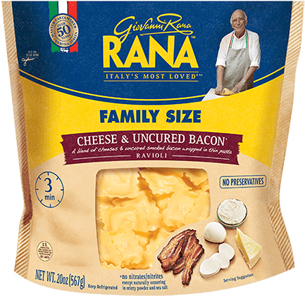 Cheese & Uncured Bacon Ravioli - Giovanni Rana (580x493), Png Download
