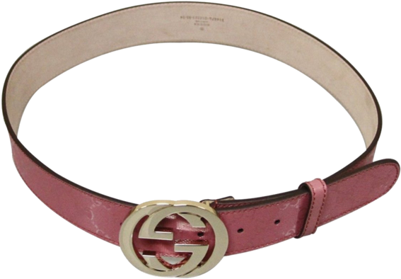 Gucci Women's Pink Gg Canvas Interlocking G Buckle - Buckle (570x570), Png Download