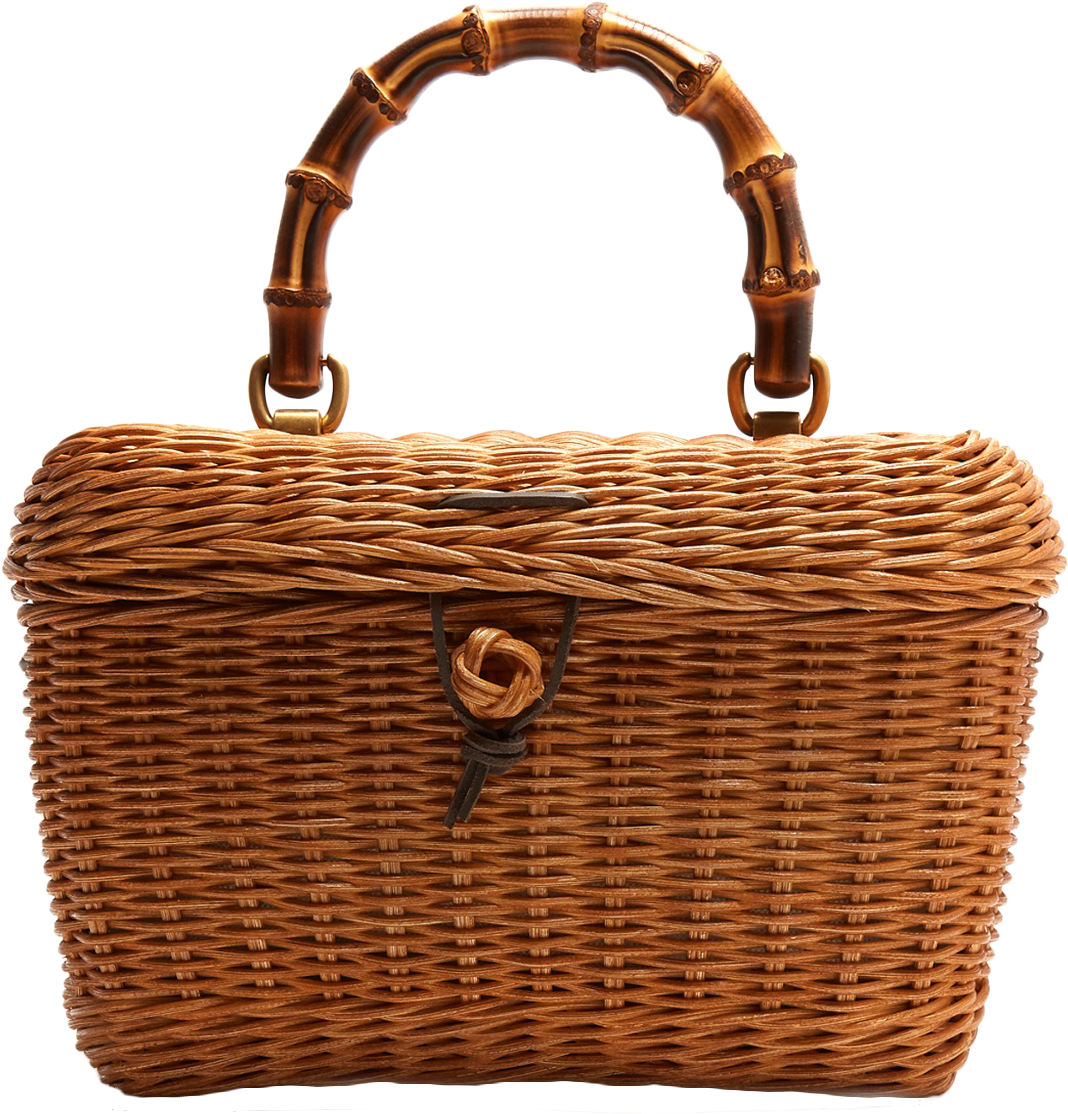 Gucci Cestino Bamboo-handle Wooden Basket Bag - Gucci Straw Bag (1391x1855), Png Download