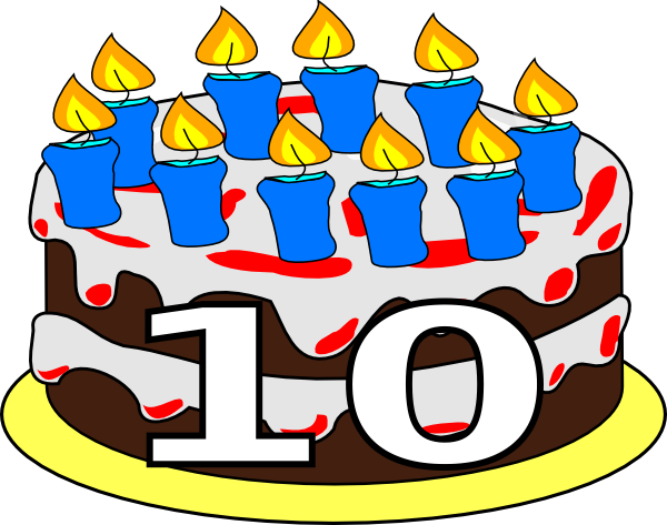 Birthday Cake Clip Art Happy Birthday Cake Clipart - Happy 10th Birthday Png (600x473), Png Download